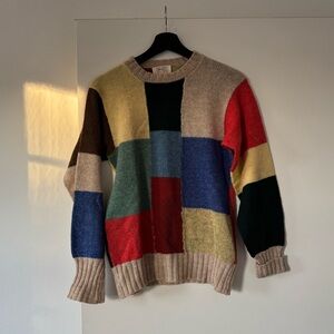 SOLD Vintage 100% virgin wool color block sweater